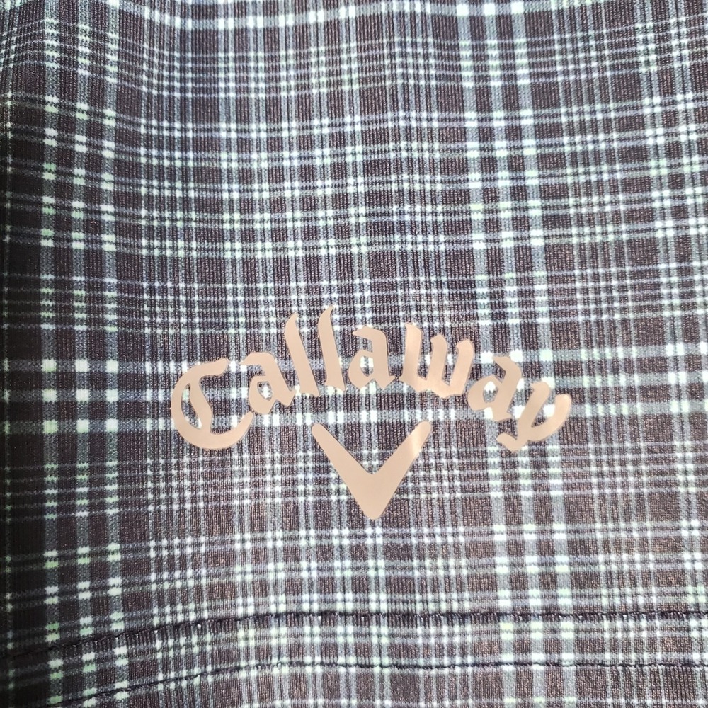 Callaway Golf Polo Shirt Mens LT Blue Green Plaid Performance Active Stretch - Picture 3 of 8